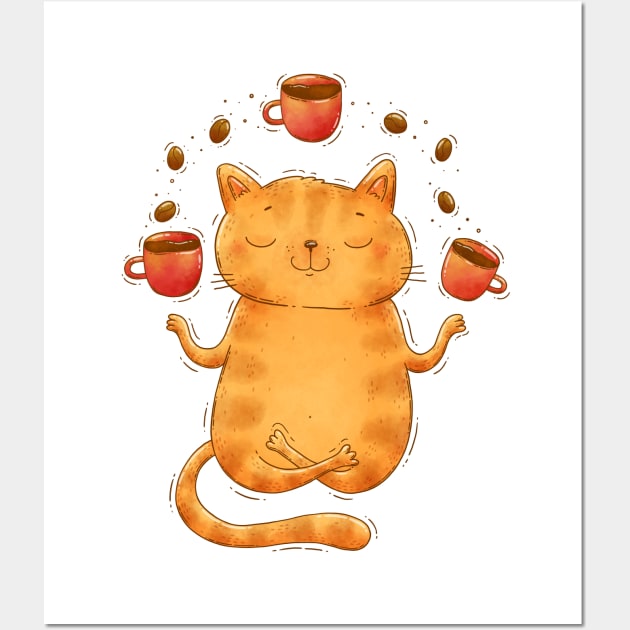 Coffee mediation cat. Wall Art by Tania Tania